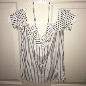 American Eagle Black and White Striped Shirt